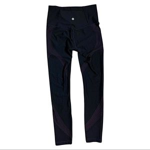 Lululemon | Align Pant 25” Black Leggings Purple Detail Size 6
